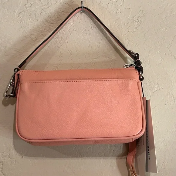 AIMEE KESTENBERG Pink Peach Fiery Laser Cut Leather Pouchette NWTS - Picture 3 of 13